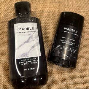 Bath & Body Works Mens MARBLE 3-1 Hair, Face, Body Wash & Deodorant Bundle
